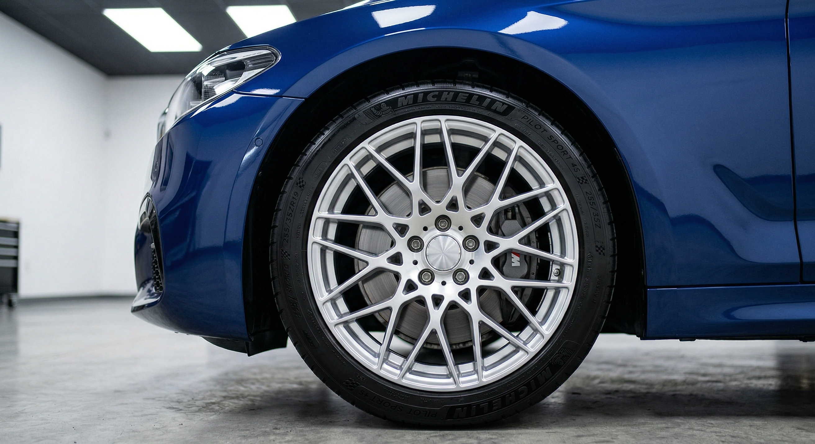 Rear corner of a polished vehicle